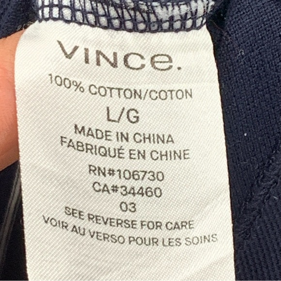 Vince Men’s L Classic Polo Shirt Black White Short Sleeve Stripe Cotton Collared - Picture 7 of 12